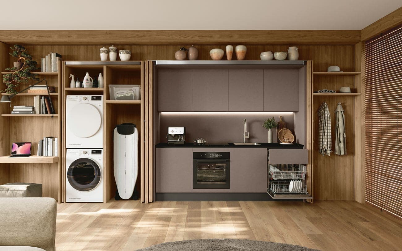 Cucina lineare con pocket door — PensareCasa Torino