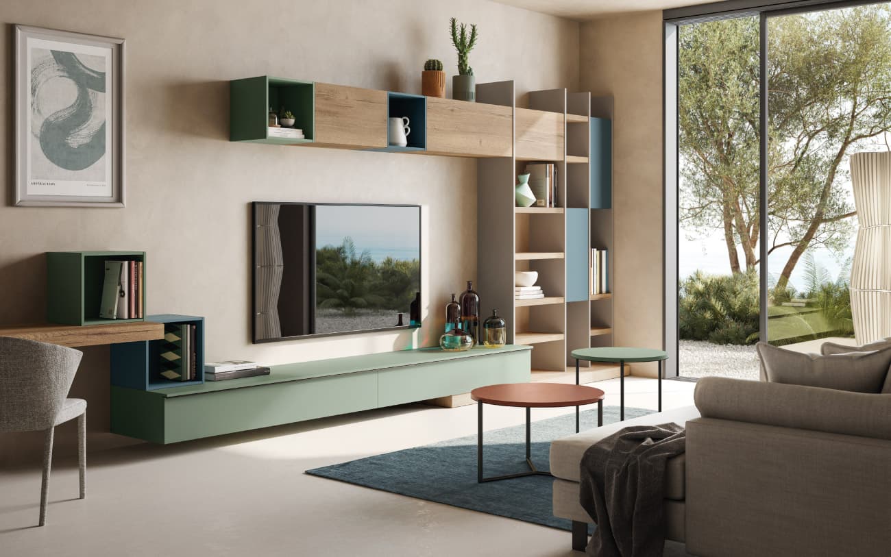 Parete attrezzata con angolo studio — PensareCasa Torino