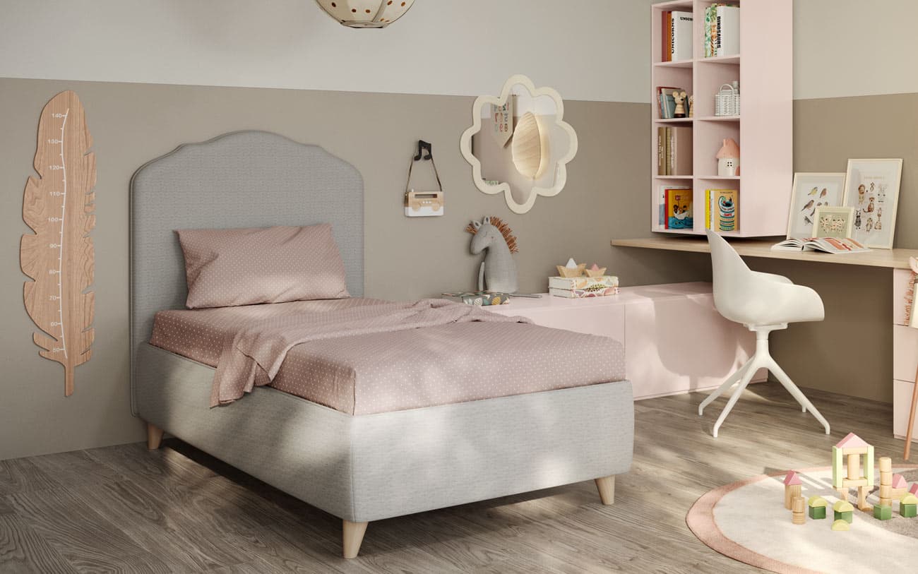 Letto singolo in tessuto Barcellona — PensareCasa