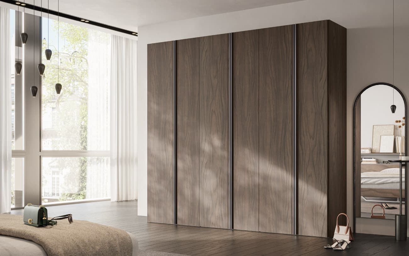 Armadio battente Noce Moro con interni boutique e luce LED — PensareCasa — foto 2