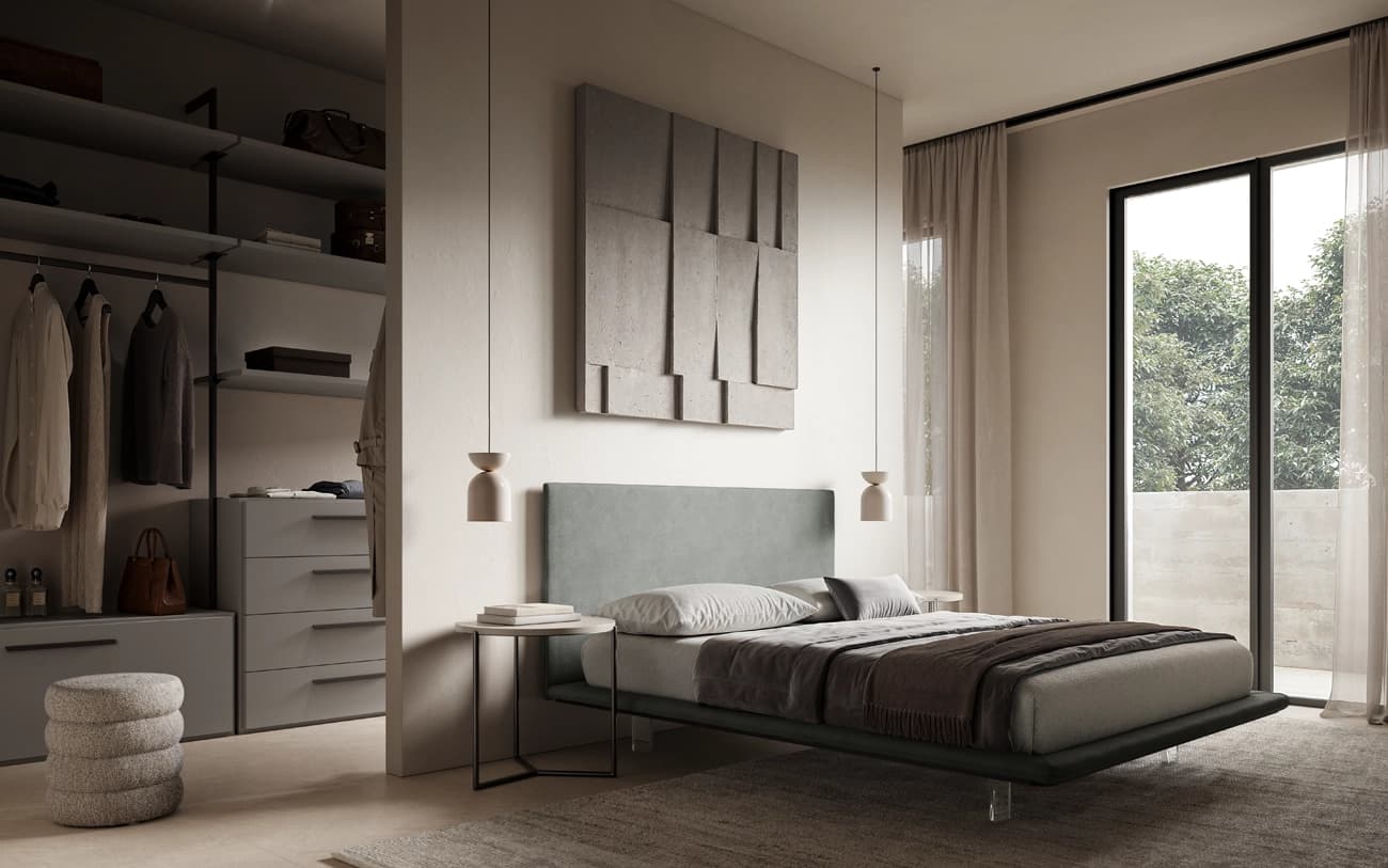 Camera matrimoniale stile minimale con letto Crystal — PensareCasa