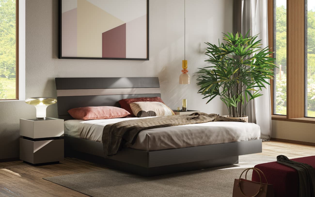 Letto matrimoniale contenitore Onda in legno — PensareCasa