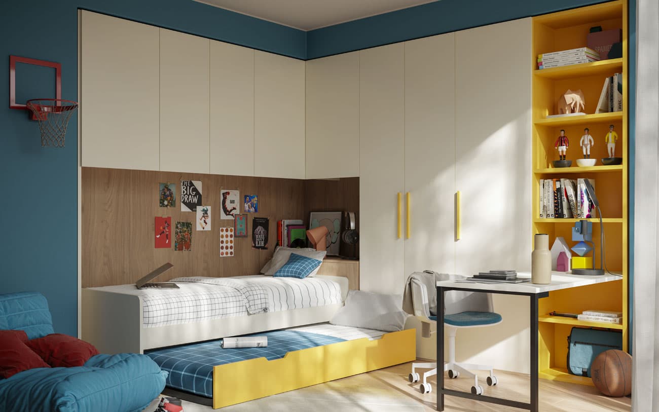 Letto singolo multifunzione salvaspazio per cameretta — PensareCasa